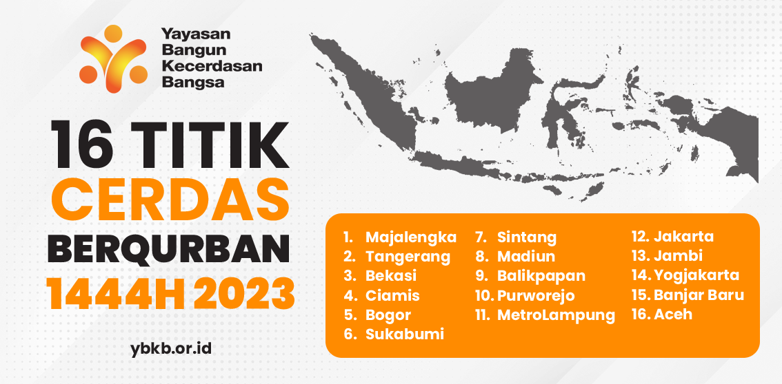 cerdas berqurban ybkb 1444 H tahun 2023 di 16 titik seluruh Indonesia